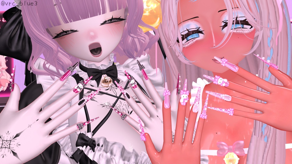 「マジカワネイル02」Snow Bunny Nail Set 💅🏻˚₊‧⁺ 3D Model Unitypackage Modular Avatar対応