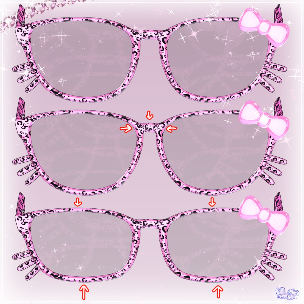 「マジカワP♡P眼鏡」POP GLASSES 3D Model Unitypackage Modular Avatar対応