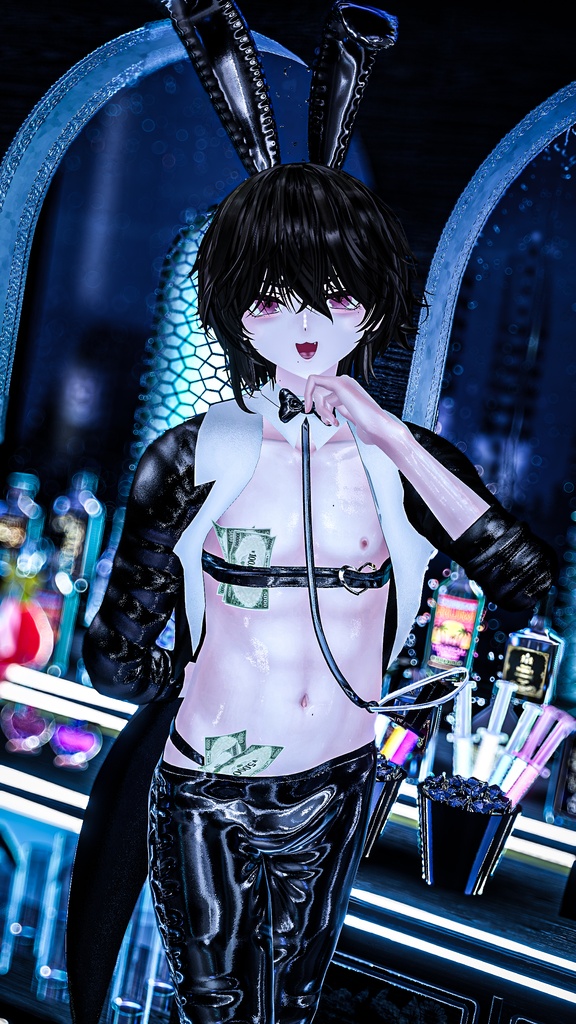 メンズ エナメル バニースーツ Mens Latex Bunnysuit 3D Model Unitypackage Modular Avatar対応