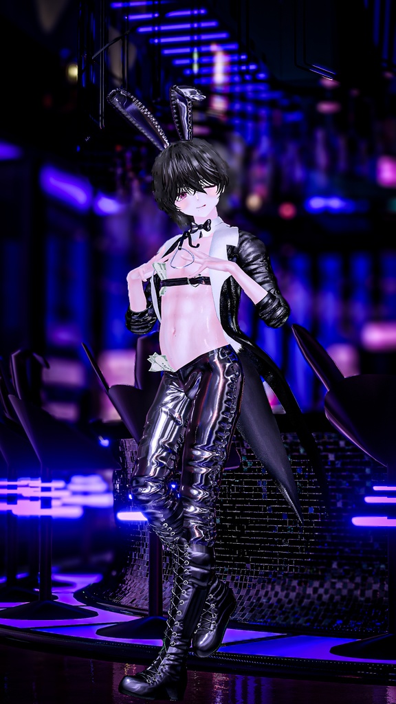 メンズ エナメル バニースーツ Mens Latex Bunnysuit 3D Model Unitypackage Modular Avatar対応