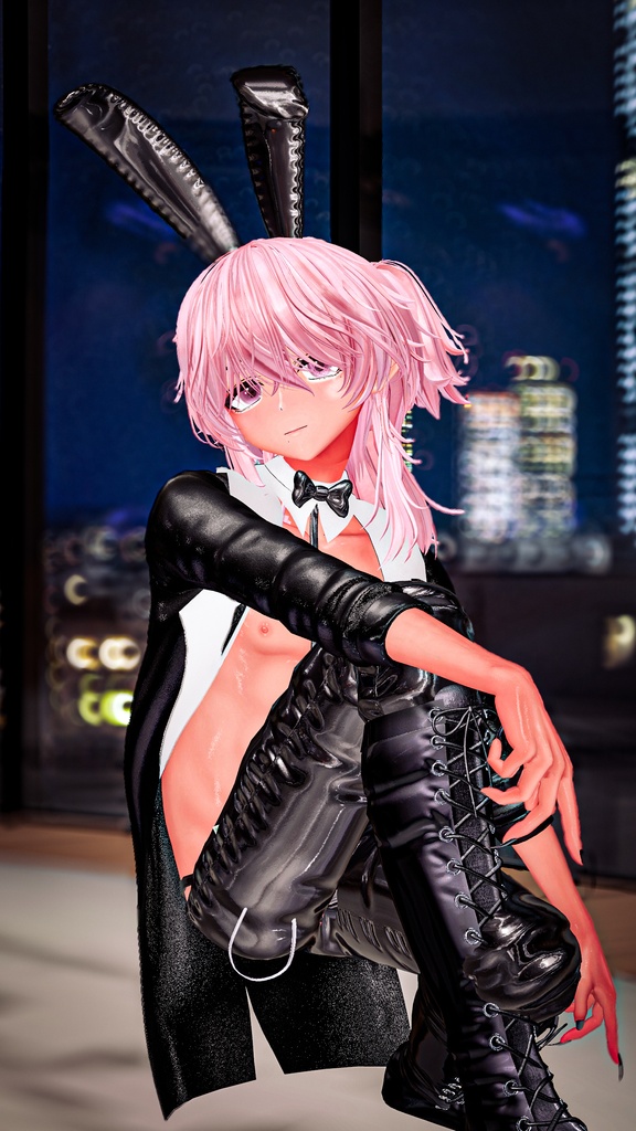 メンズ エナメル バニースーツ Mens Latex Bunnysuit 3D Model Unitypackage Modular Avatar対応