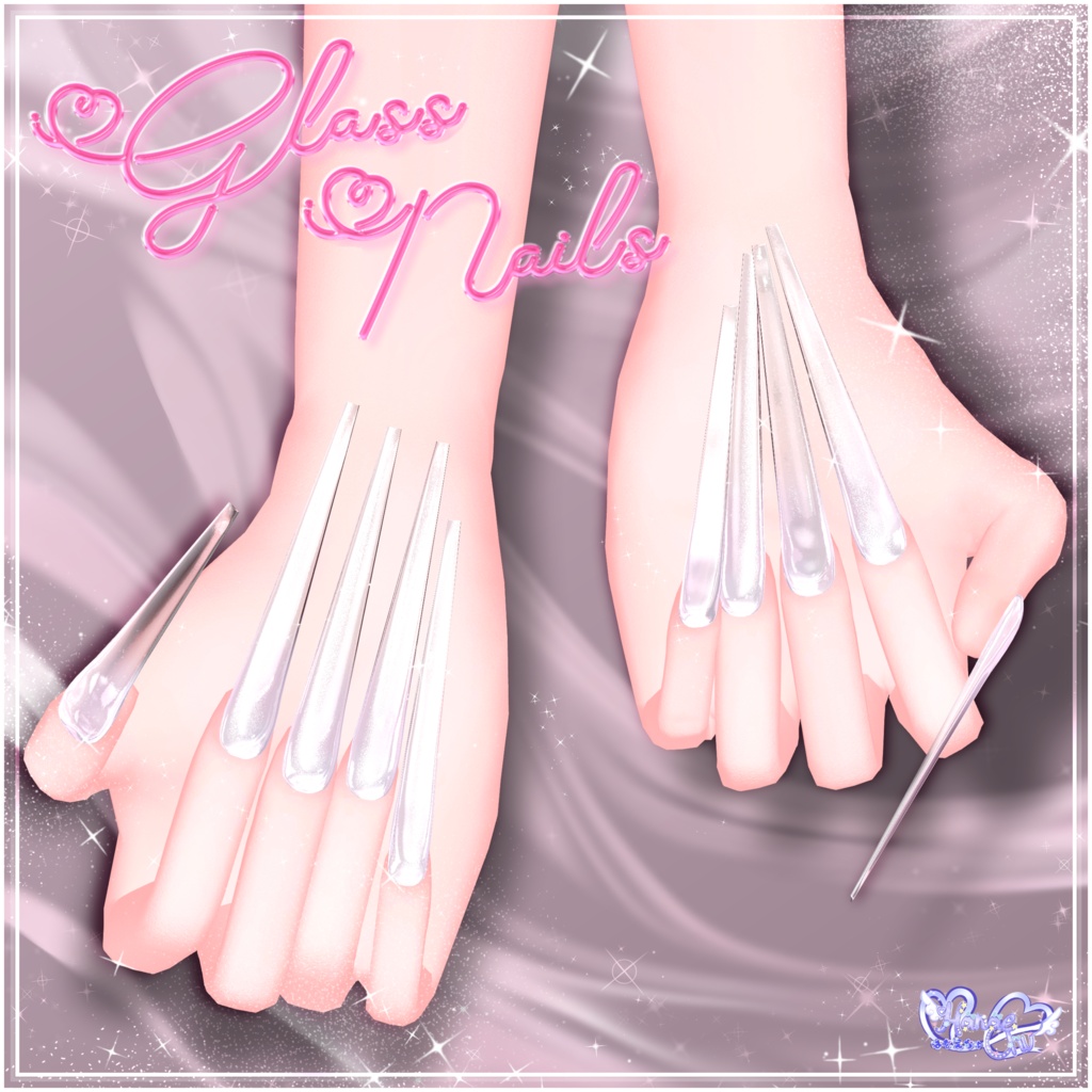「マジカワネイル06」Glass Nails 💅🏻˚₊‧⁺ 3D Model Unitypackage Modular Avatar対応