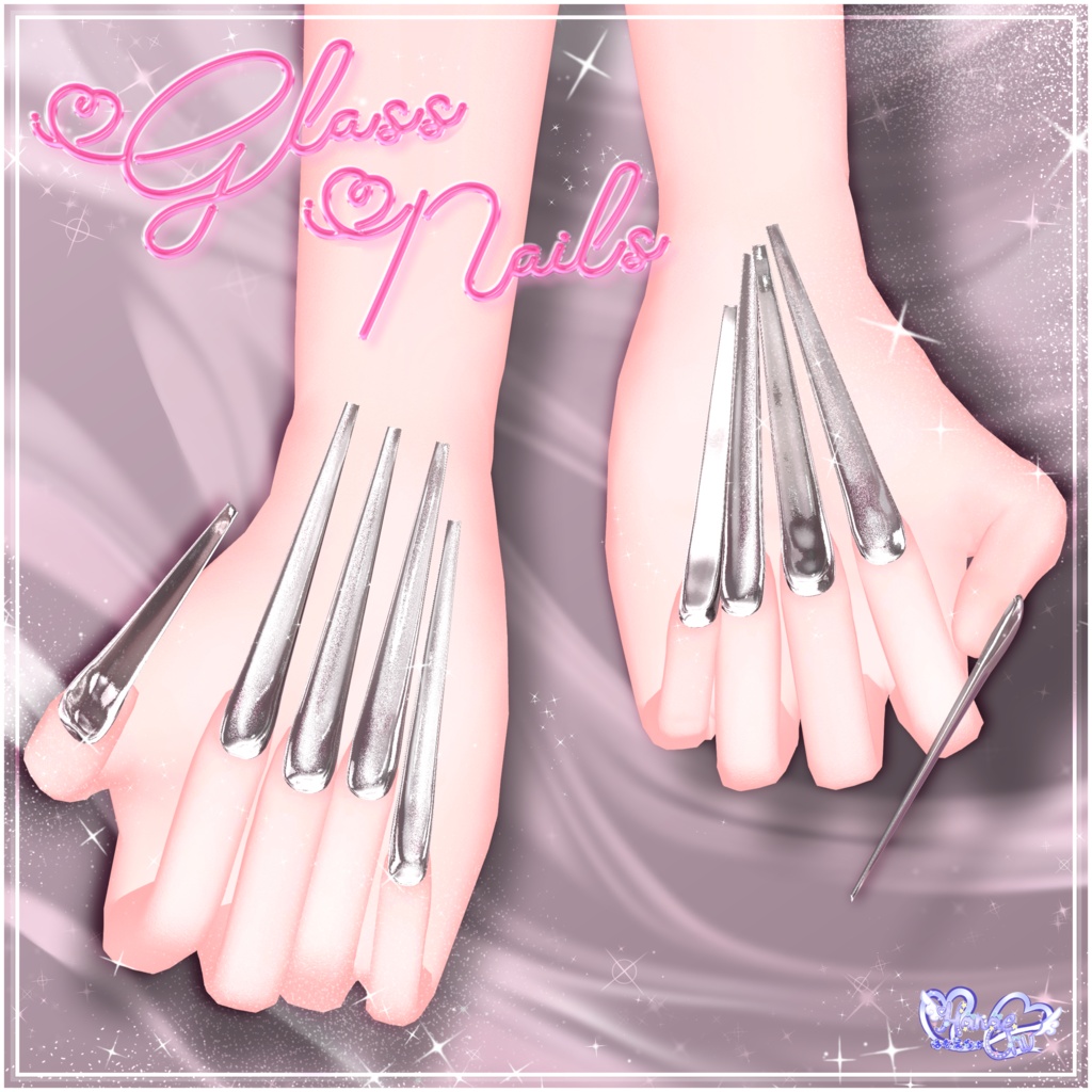 「マジカワネイル06」Glass Nails 💅🏻˚₊‧⁺ 3D Model Unitypackage Modular Avatar対応