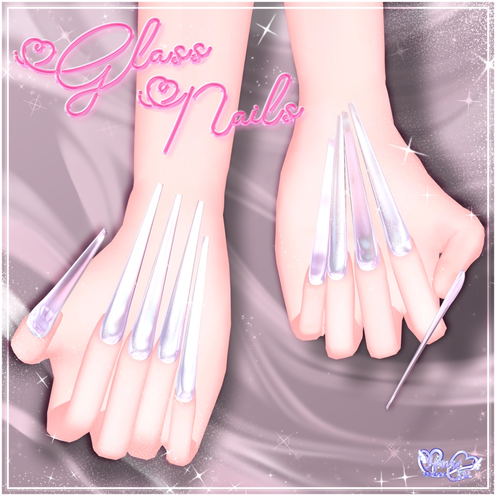 「マジカワネイル06」Glass Nails 💅🏻˚₊‧⁺ 3D Model Unitypackage Modular Avatar対応