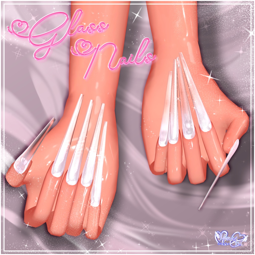 「マジカワネイル06」Glass Nails 💅🏻˚₊‧⁺ 3D Model Unitypackage Modular Avatar対応
