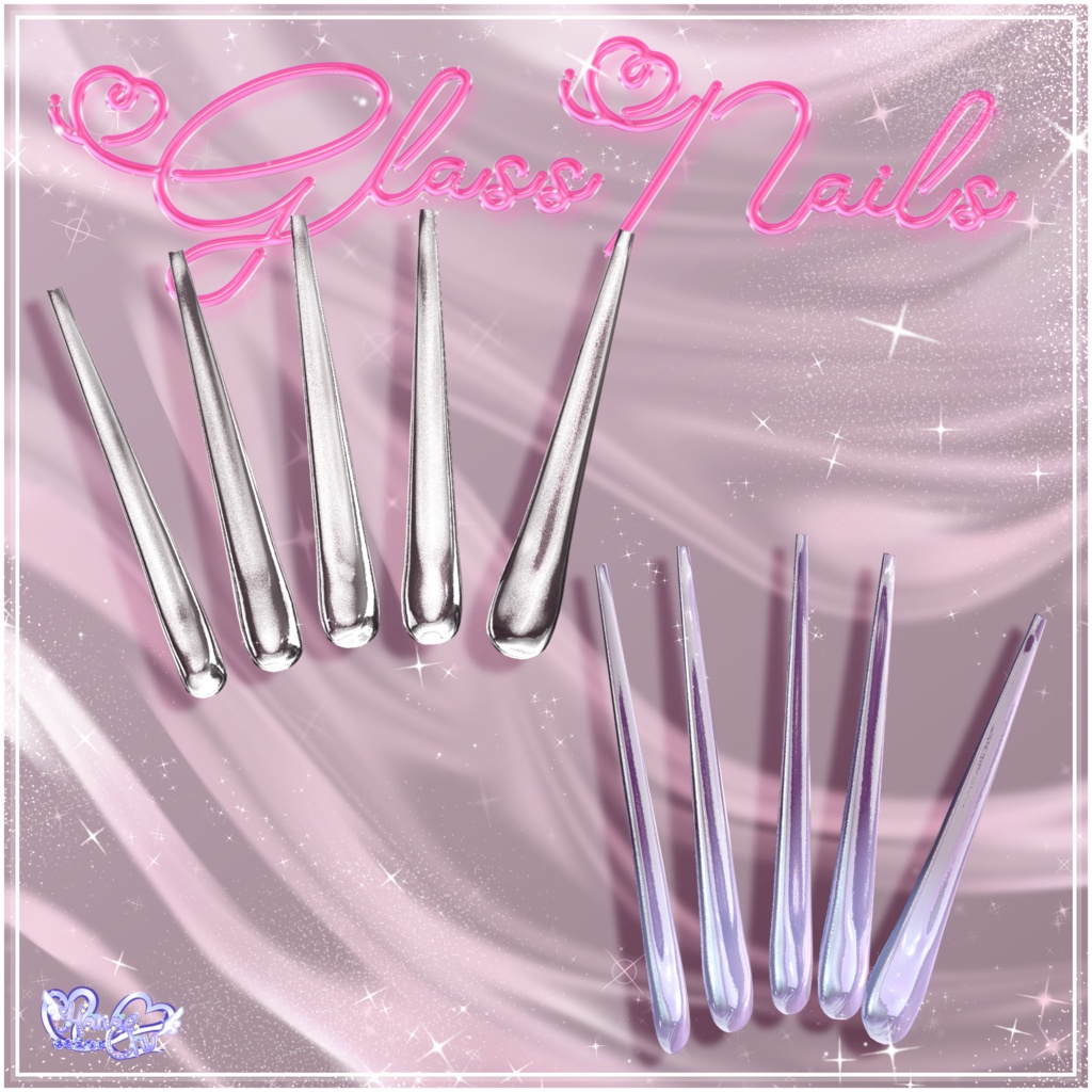 「マジカワネイル06」Glass Nails 💅🏻˚₊‧⁺ 3D Model Unitypackage Modular Avatar対応