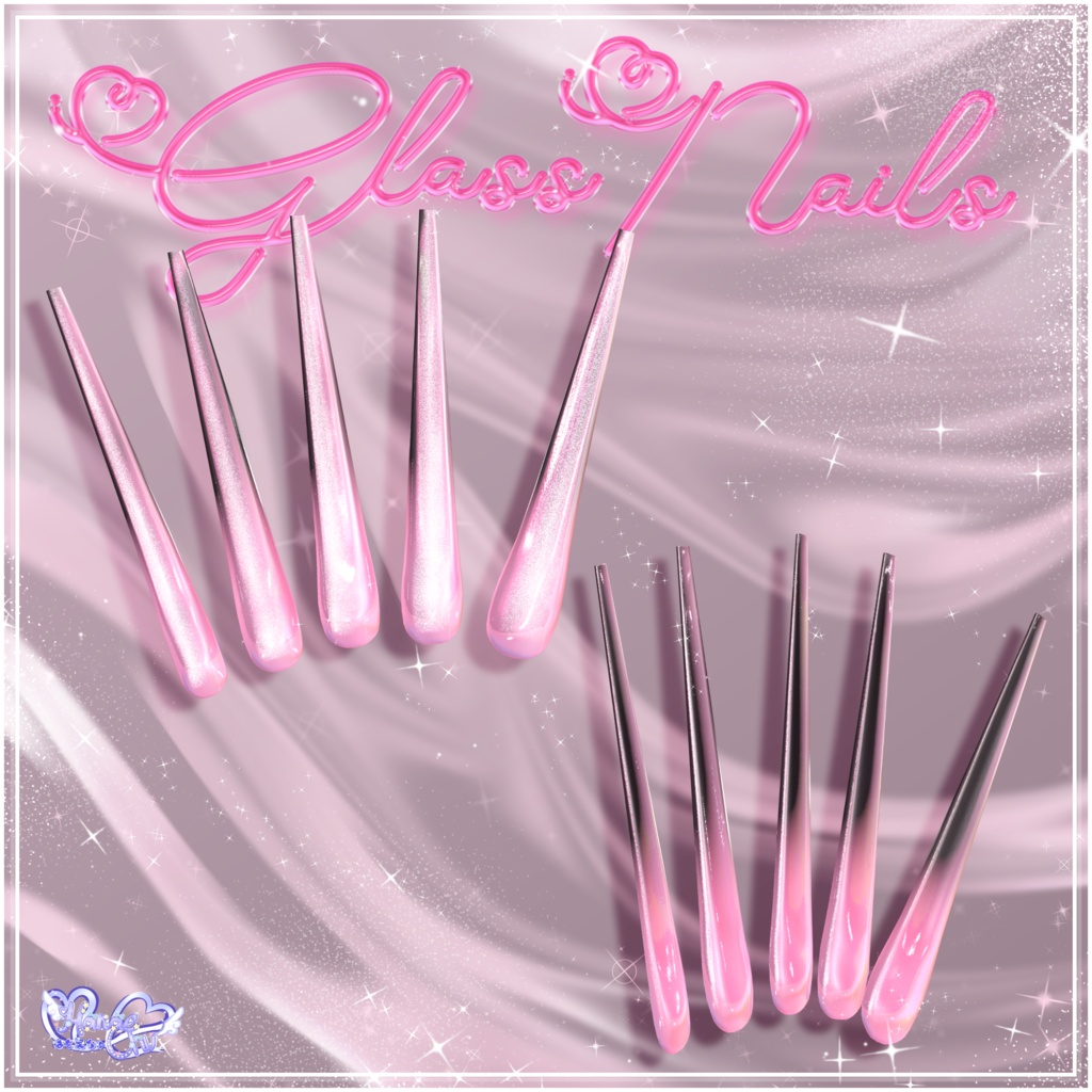 「マジカワネイル06」Glass Nails 💅🏻˚₊‧⁺ 3D Model Unitypackage Modular Avatar対応
