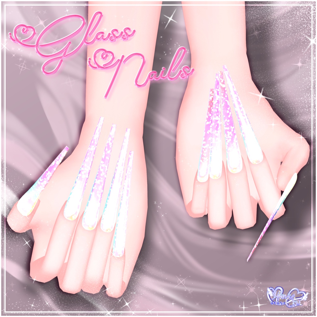 「マジカワネイル06」Glass Nails 💅🏻˚₊‧⁺ 3D Model Unitypackage Modular Avatar対応