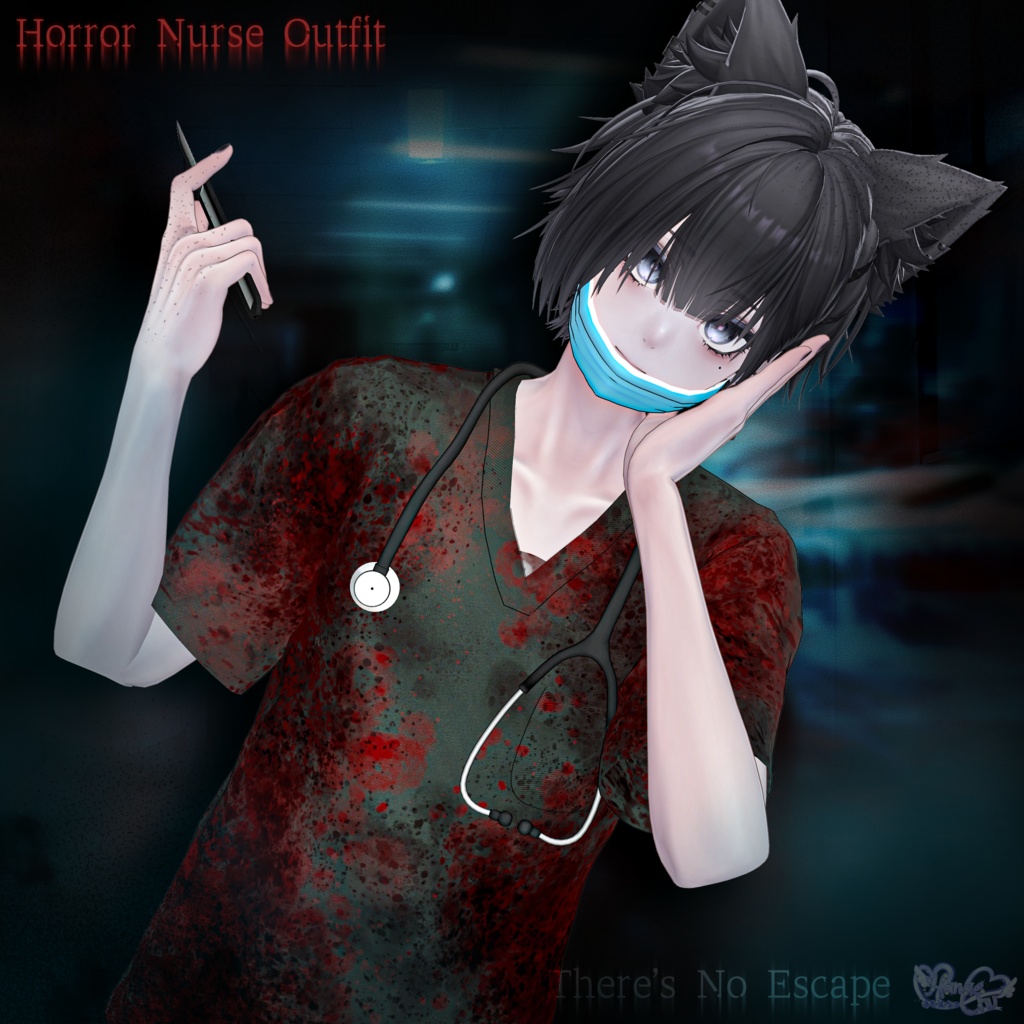2026 Mens Halloween 🎃 「Horror Game Nurse Outfit Set 」「ホラーゲームナース衣装セット」Modular Avatar Unitypackage