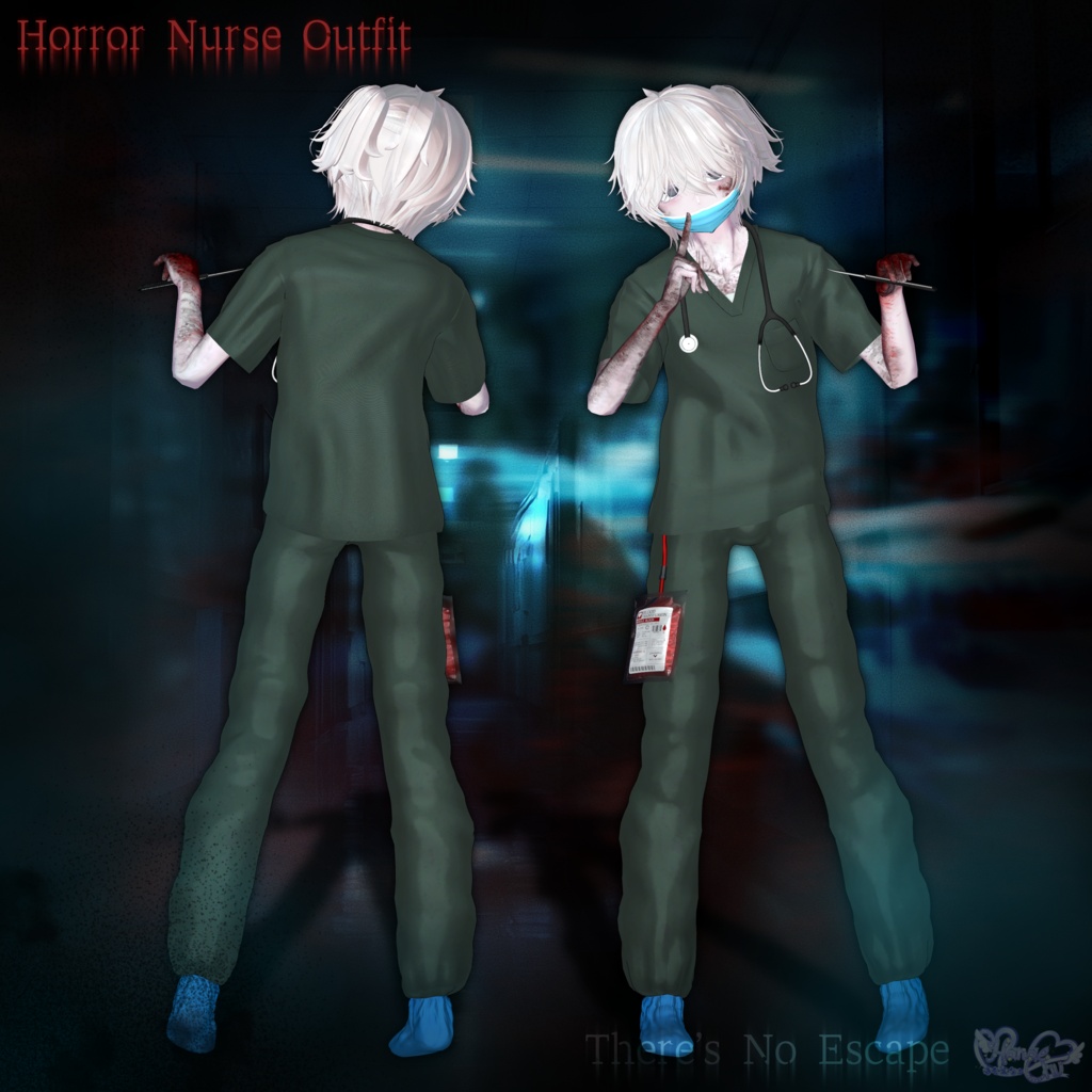 2026 Mens Halloween 🎃 「Horror Game Nurse Outfit Set 」「ホラーゲームナース衣装セット」Modular Avatar Unitypackage