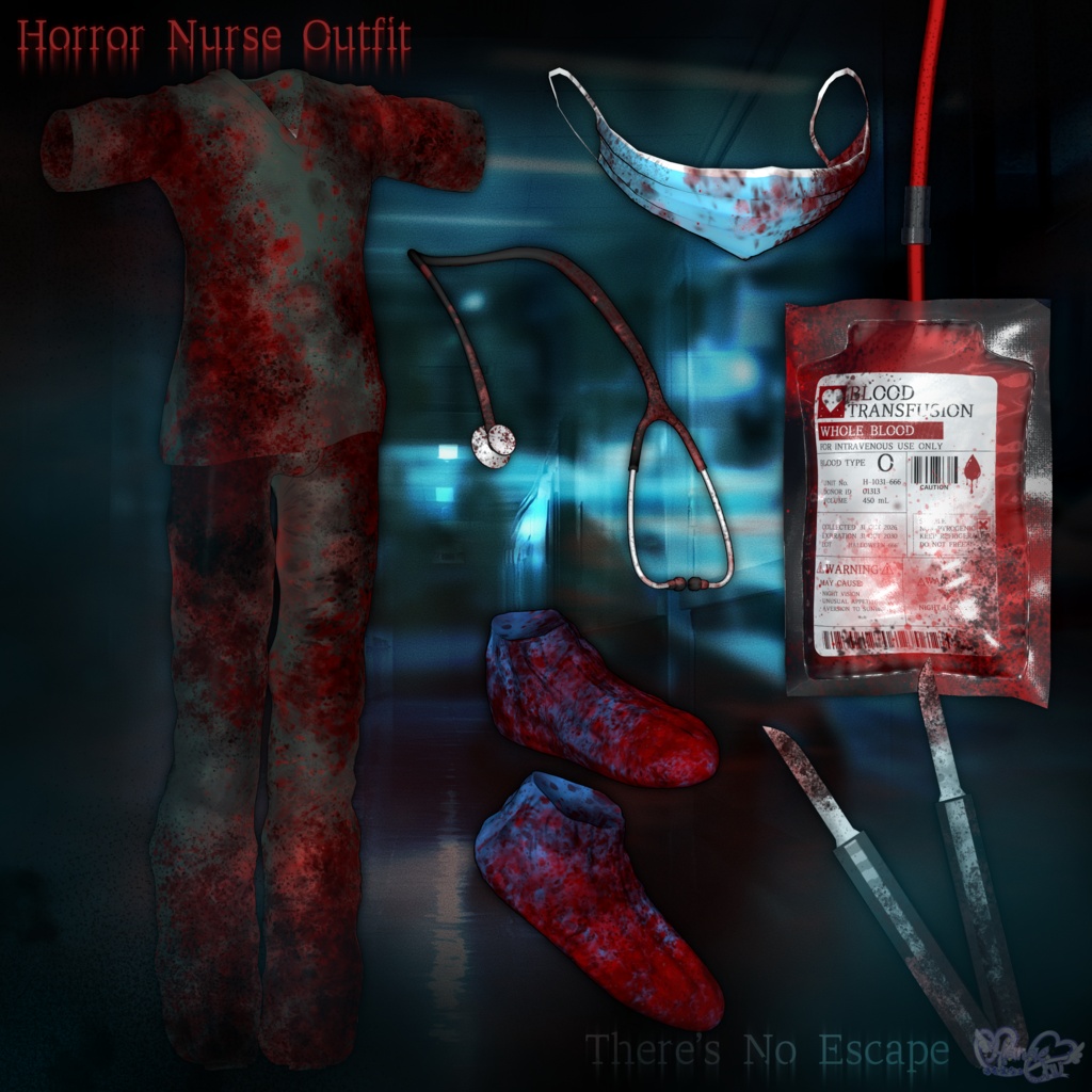 2026 Mens Halloween 🎃 「Horror Game Nurse Outfit Set 」「ホラーゲームナース衣装セット」Modular Avatar Unitypackage