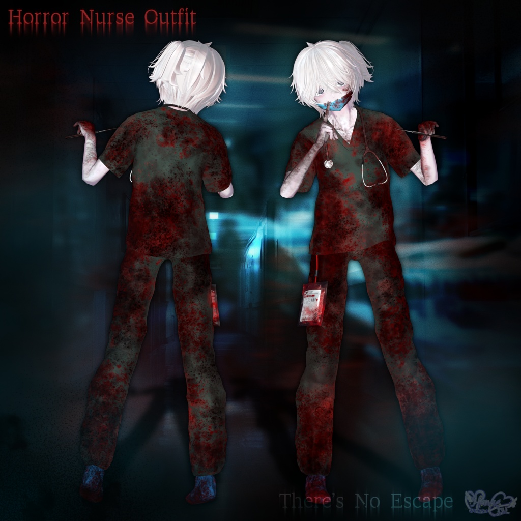 2026 Mens Halloween 🎃 「Horror Game Nurse Outfit Set 」「ホラーゲームナース衣装セット」Modular Avatar Unitypackage