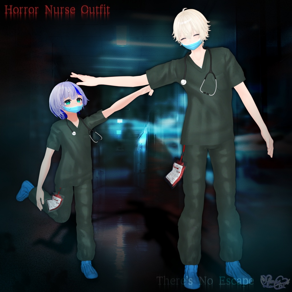 2026 Mens Halloween 🎃 「Horror Game Nurse Outfit Set 」「ホラーゲームナース衣装セット」Modular Avatar Unitypackage