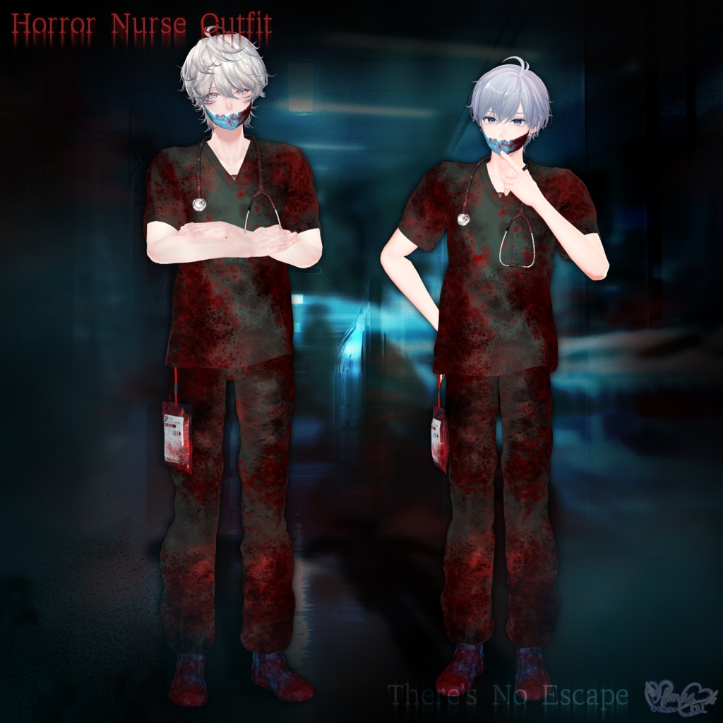 2026 Mens Halloween 🎃 「Horror Game Nurse Outfit Set 」「ホラーゲームナース衣装セット」Modular Avatar Unitypackage