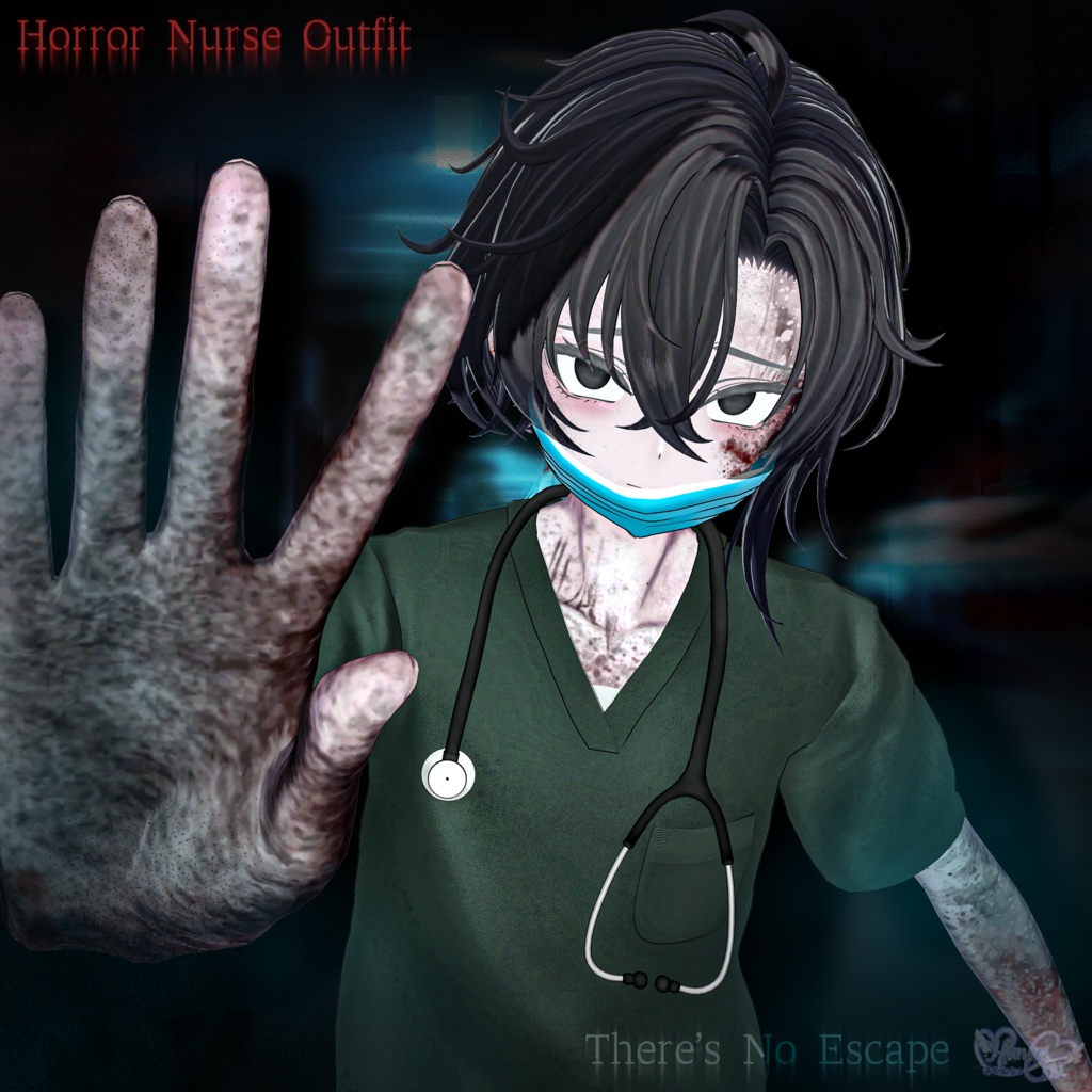 2026 Mens Halloween 🎃 「Horror Game Nurse Outfit Set 」「ホラーゲームナース衣装セット」Modular Avatar Unitypackage