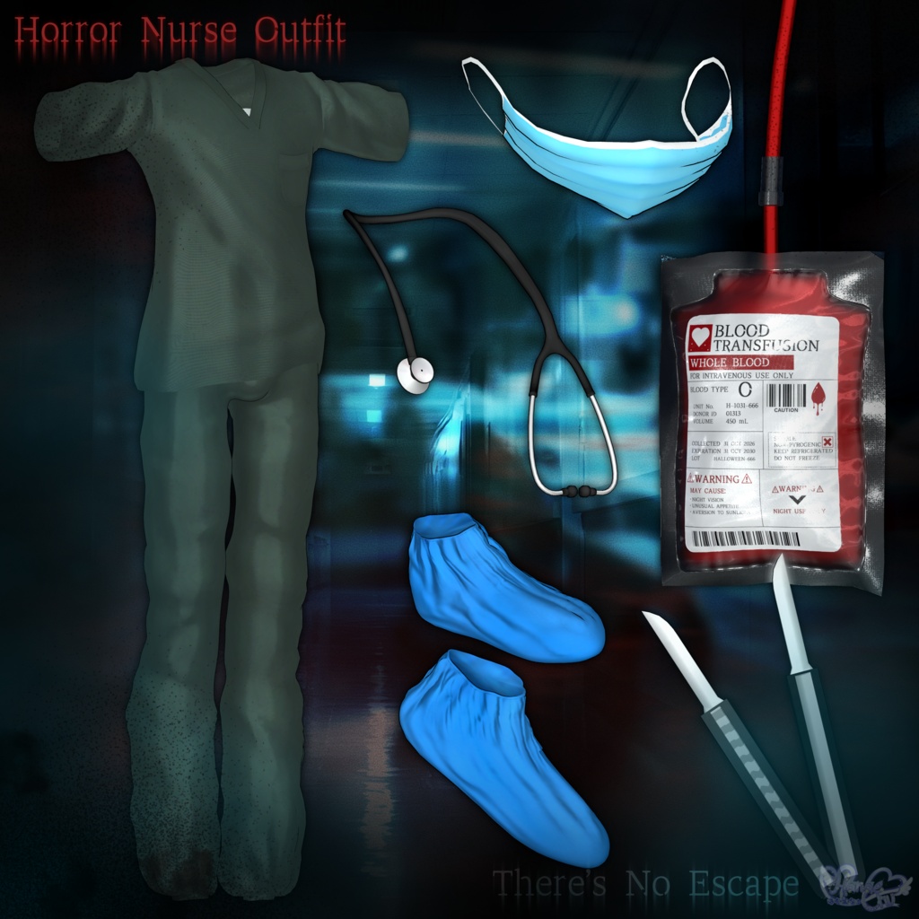 2026 Mens Halloween 🎃 「Horror Game Nurse Outfit Set 」「ホラーゲームナース衣装セット」Modular Avatar Unitypackage