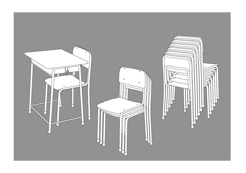 【クリスタ】学校の机と椅子(42セット) cs3o