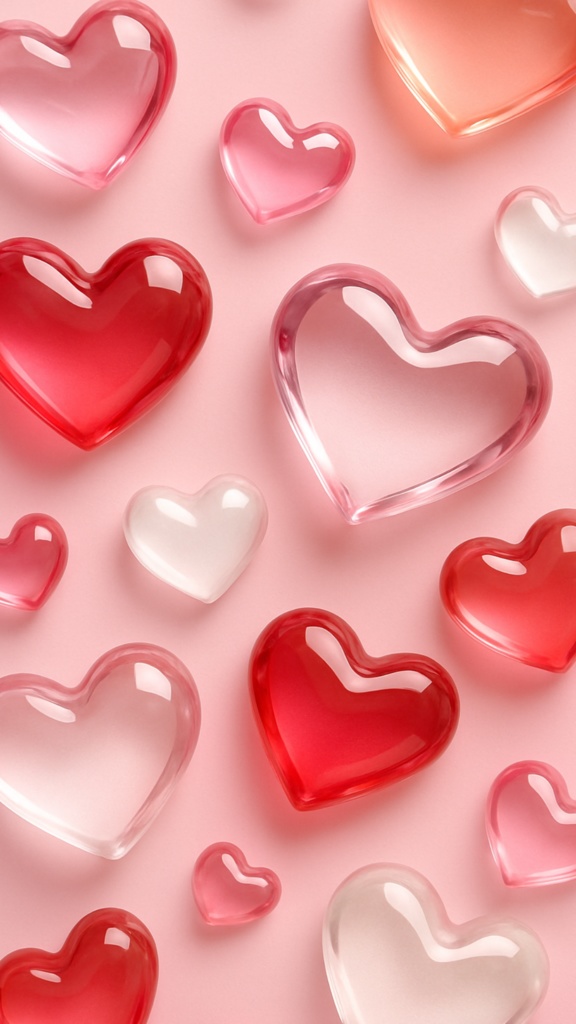 Heart Wallpaper – Pink glass