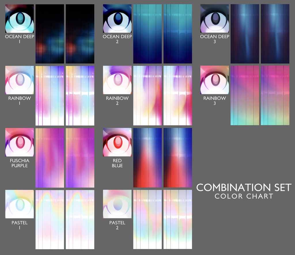 Vroid Hair colors with highlights and without and Eyes texture package