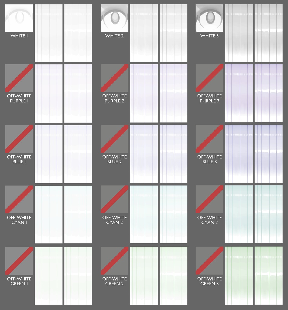 Vroid Hair colors with highlights and without and Eyes texture package