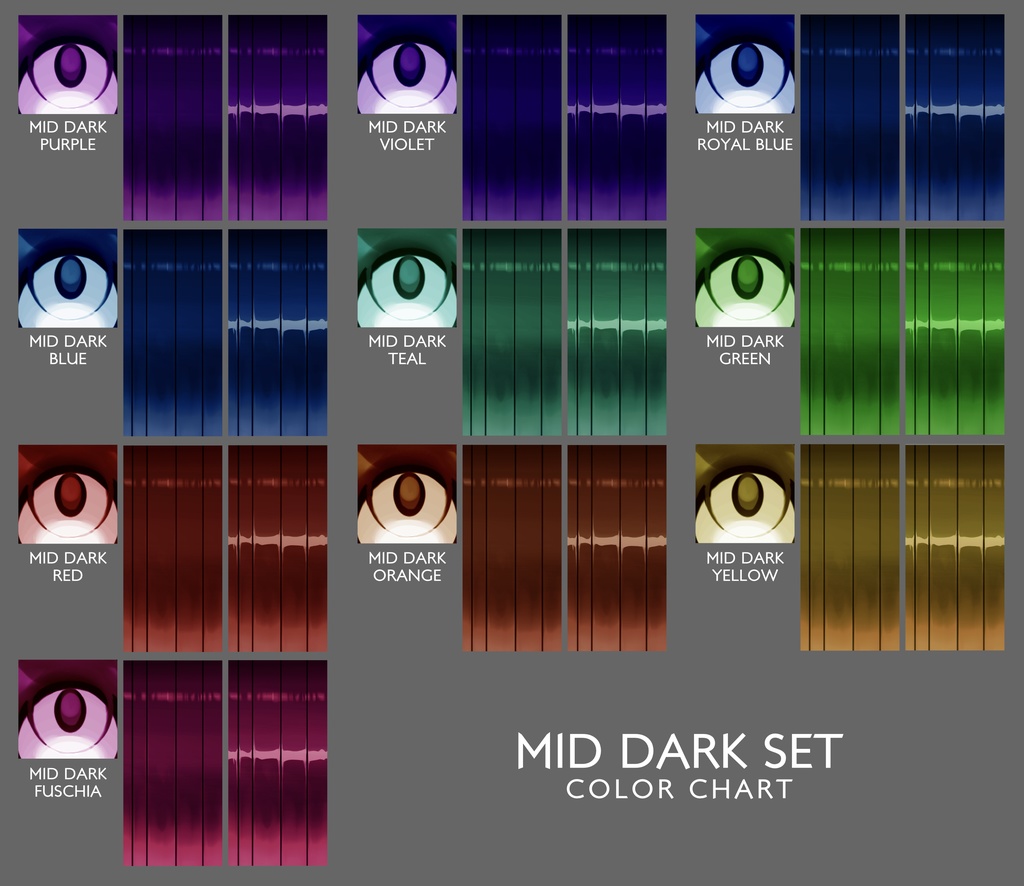 Vroid Hair colors with highlights and without and Eyes texture package