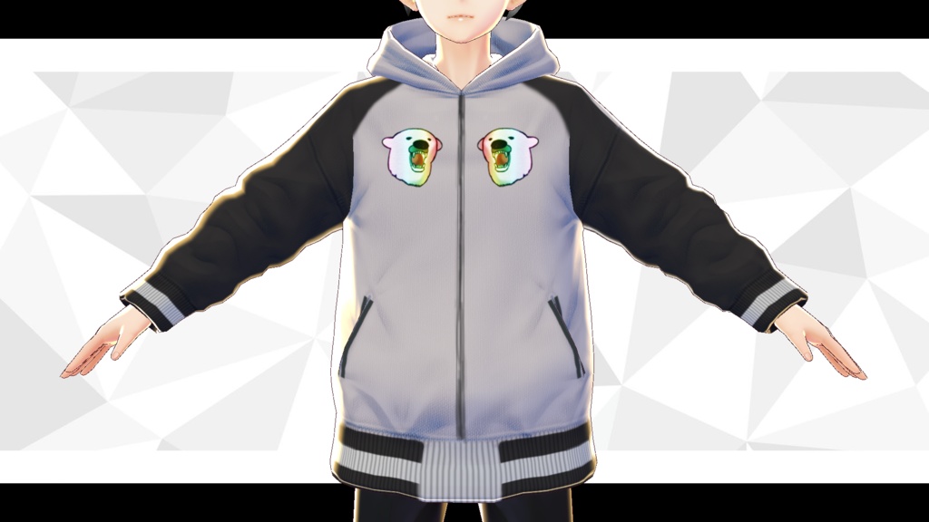 【VRoid texture】スカジャン風しろくまパーカー【OYASUMI】
