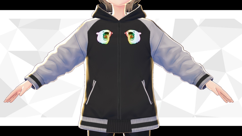 【VRoid texture】スカジャン風しろくまパーカー【OYASUMI】