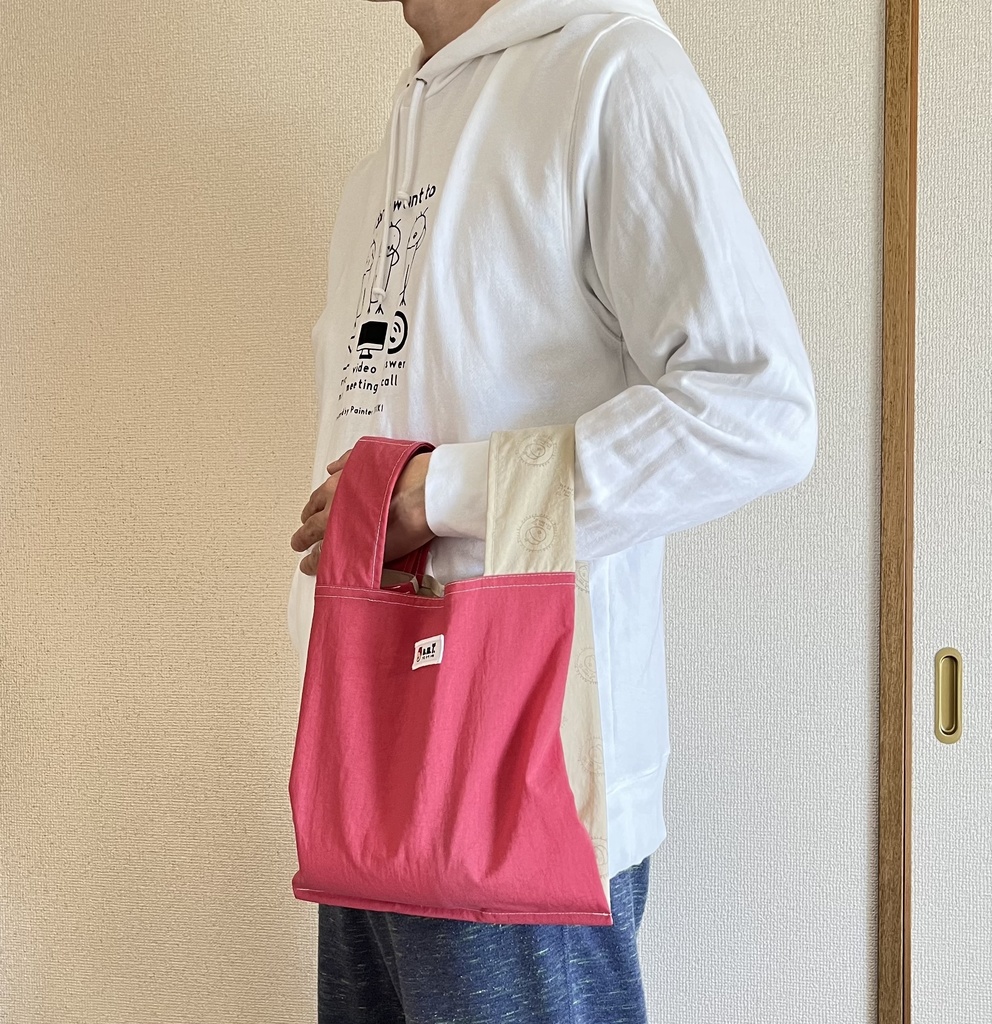 (ハンドメイド・2種)天然素材の折りたためるエコバック