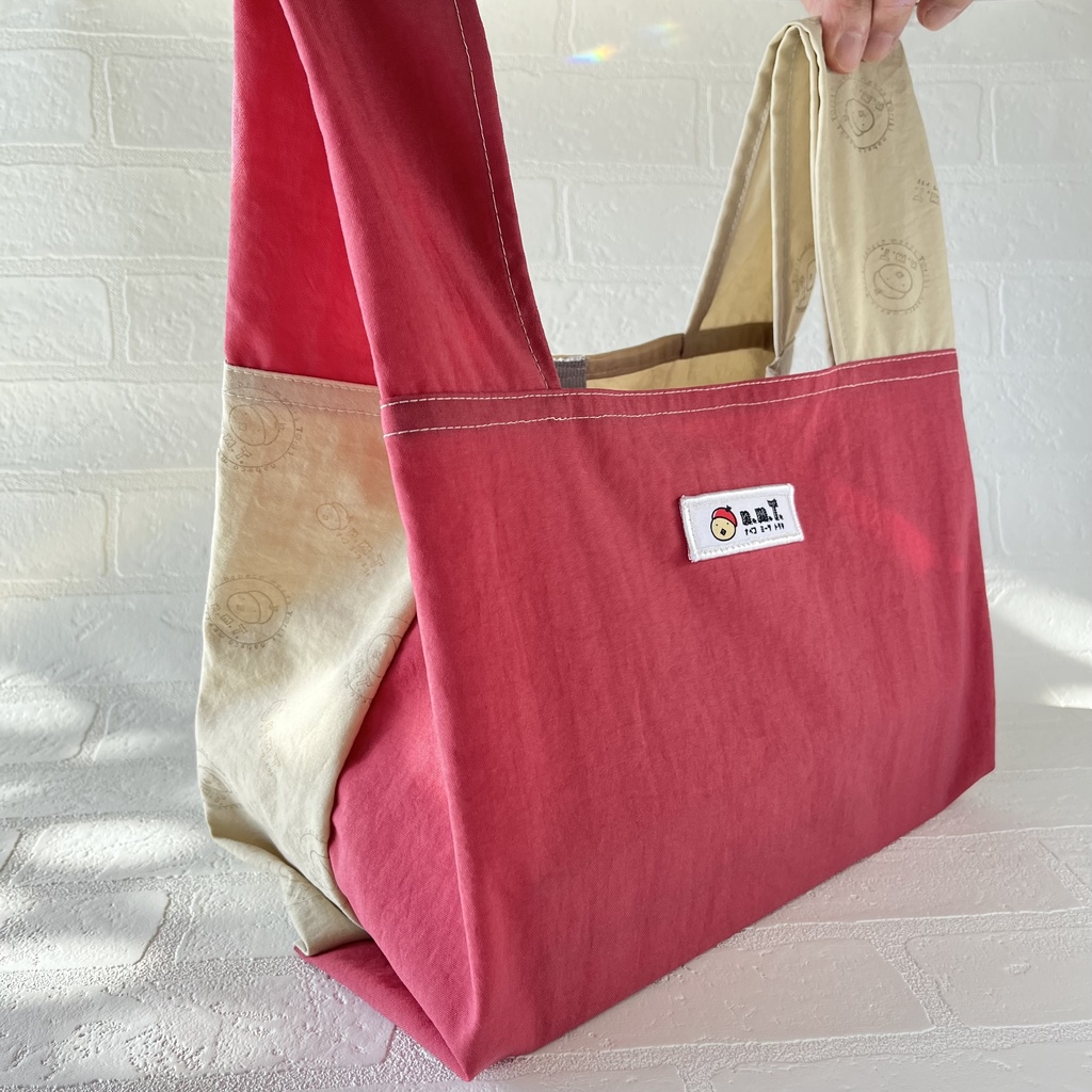 (ハンドメイド・2種)天然素材の折りたためるエコバック