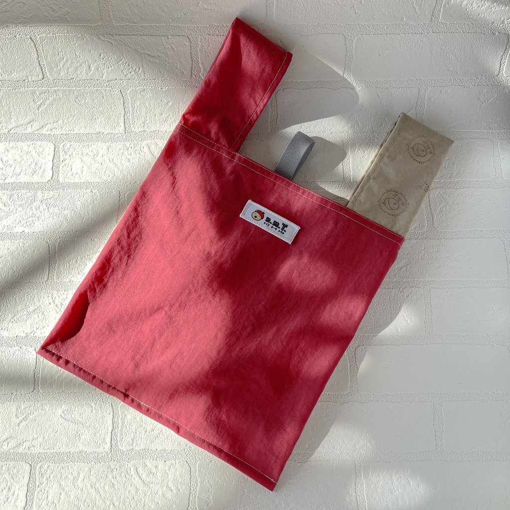 (ハンドメイド・2種)天然素材の折りたためるエコバック