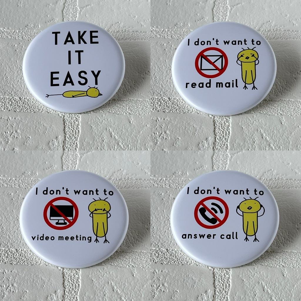 気楽に見ざる・聞かざる・言わざる〜4種のビッグ缶バッジ〜