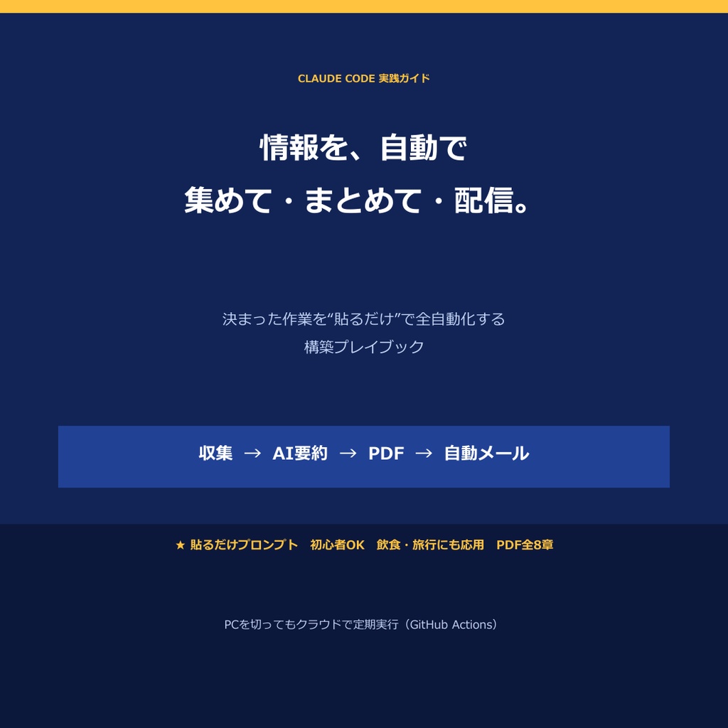 【Claude Code】情報を“自動収集→AI要約→PDF→自動メール配信”する仕組みの作り方｜飲食・旅行にも応用できる構築プレイブック