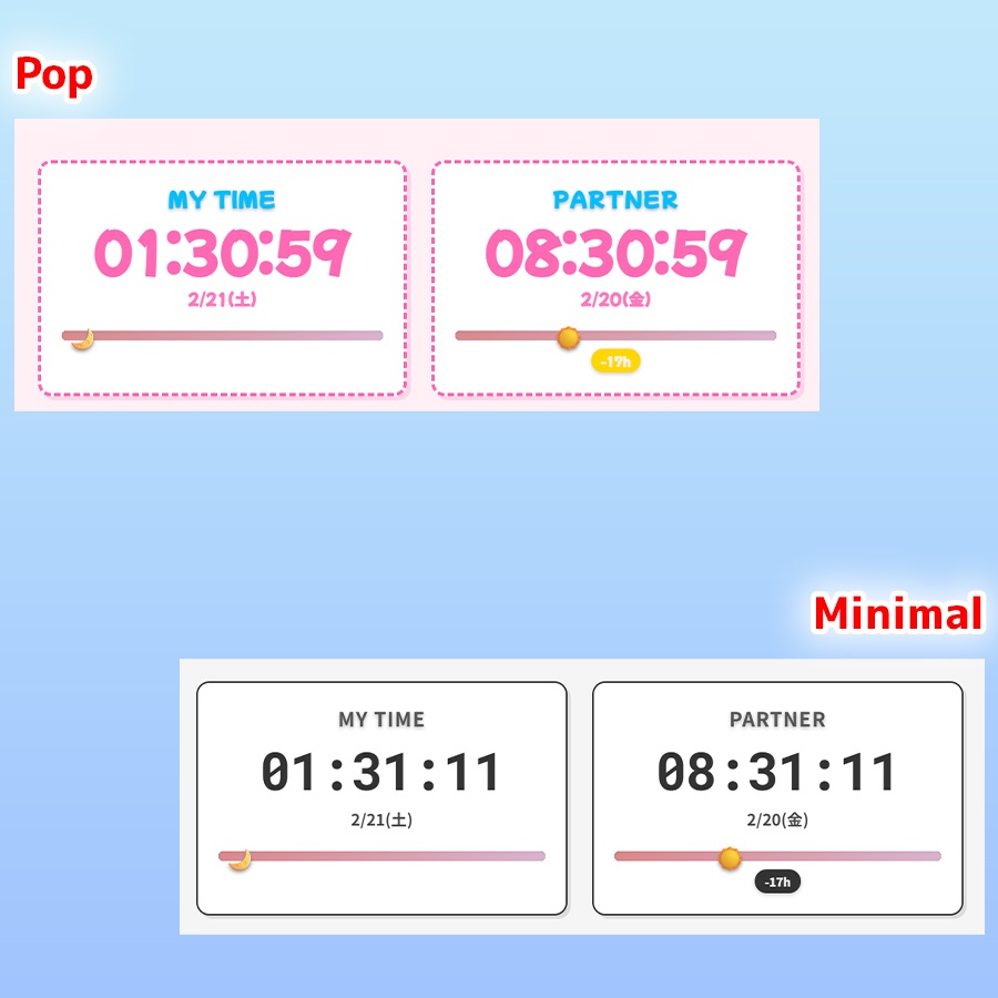 【Win/Mac/OBS】コラボ用ビジュアル時差時計 'V-DualClock Pro' 【HTMLオーバーレイ/配信素材】