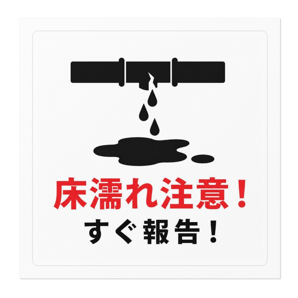 床濡れ・雨漏れ 注意喚起ステッカー