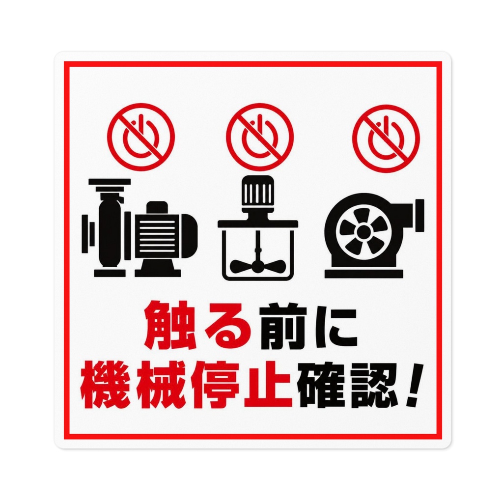 機械停止確認　注意喚起ステッカー