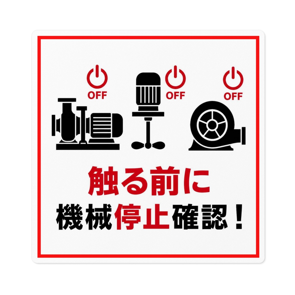 機械停止確認 注意喚起ステッカー