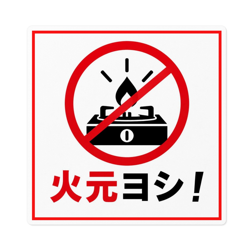 火元確認 注意喚起ステッカー