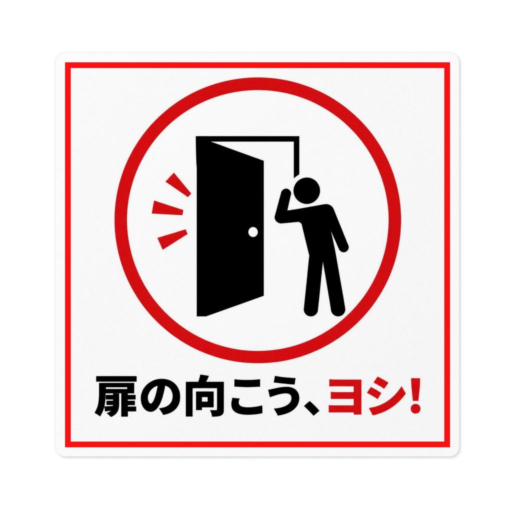 扉開閉時確認　注意喚起ステッカー
