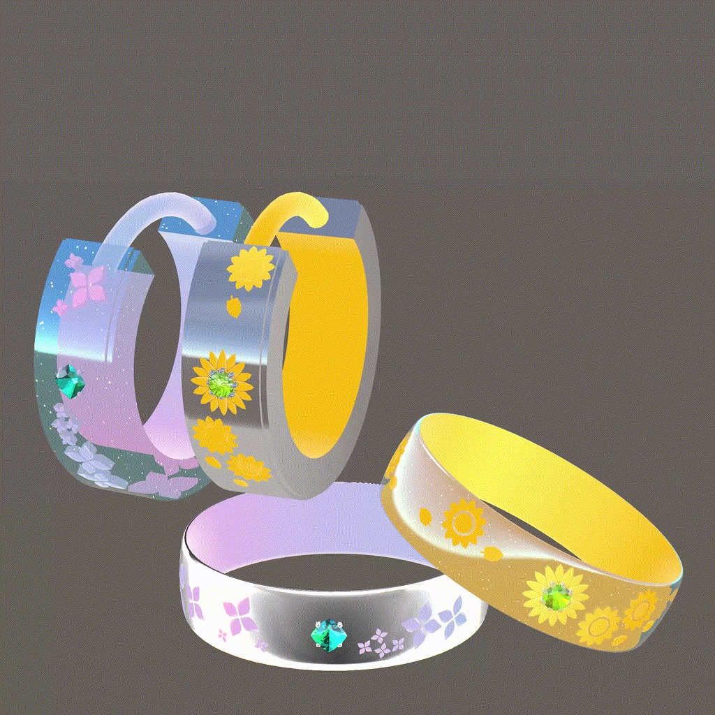 誕生月リング~誕生石と月の花~