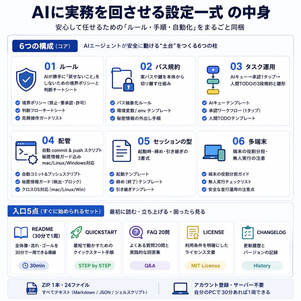 AIに実務を回させる設定一式 ― AIエージェント運用テンプレ24ファイル