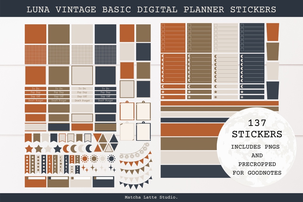 デジタルステッカー ベーシックセット Luna Vintageデザイン