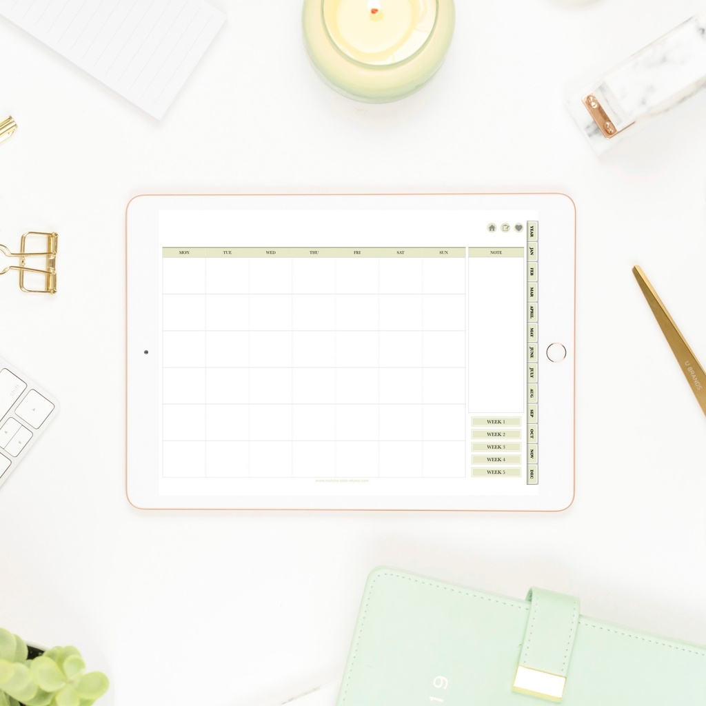 【日付無し/Pro/横型】 抹茶デジタルプランナー手帳 パステルカラー