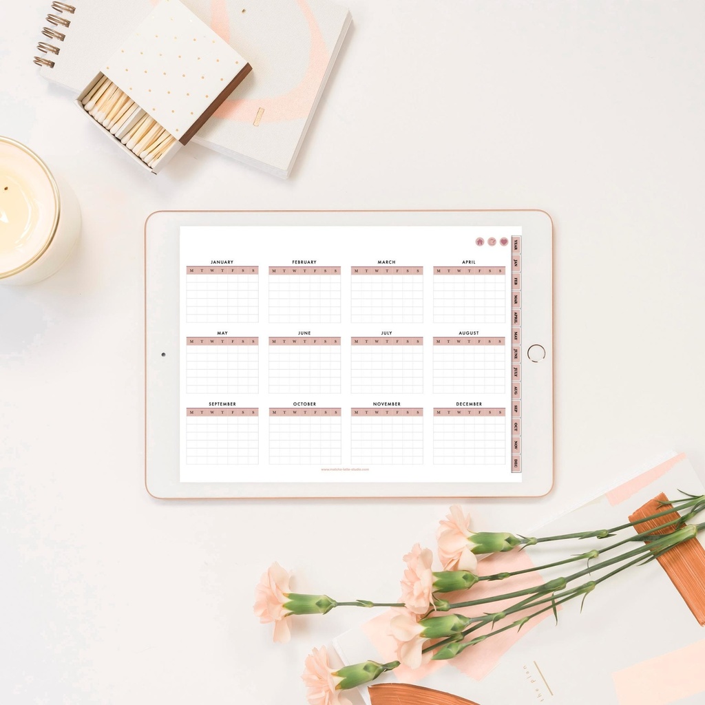 【日付無し/Pro/横型】 抹茶デジタルプランナー くすみカラー