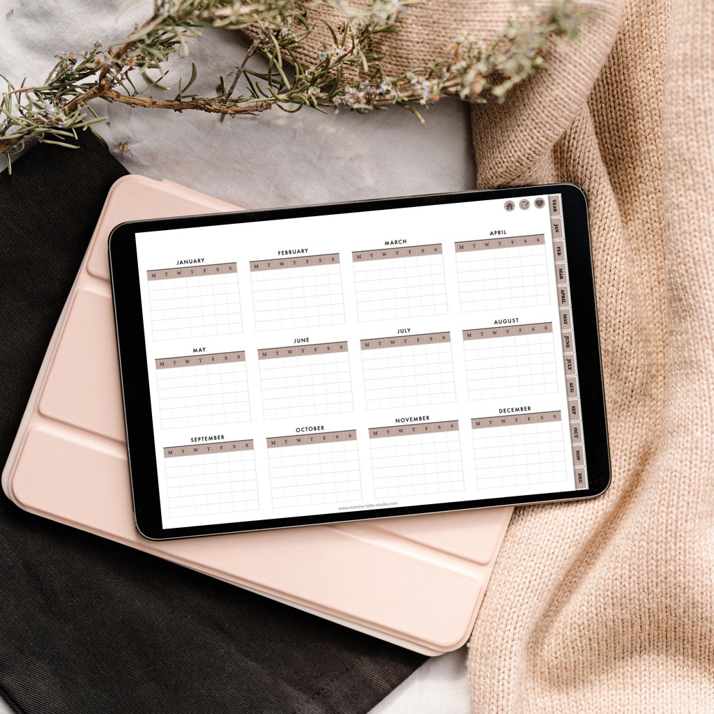 【日付無し/Pro/横型】 抹茶デジタルプランナー くすみカラー