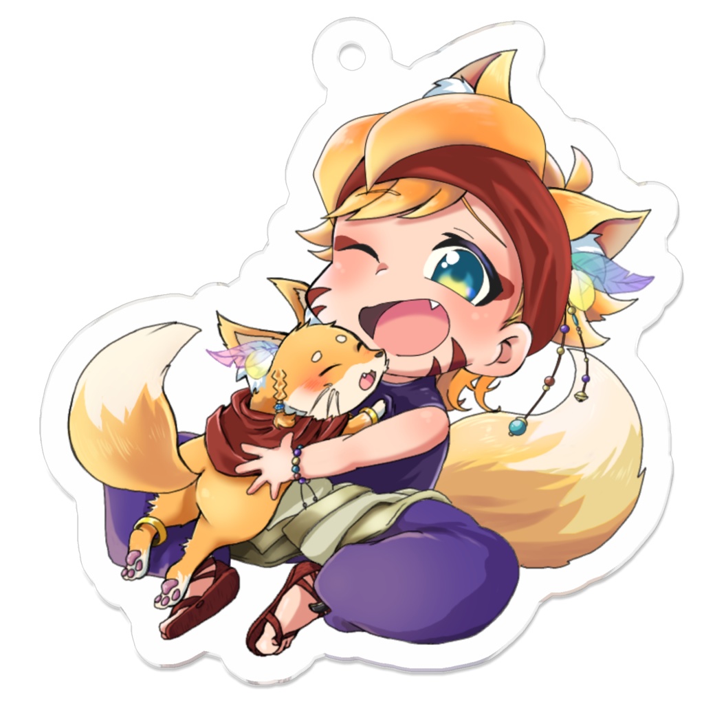 ナナキとみかづき【アクリルキーホルダー】(コーティング有り)