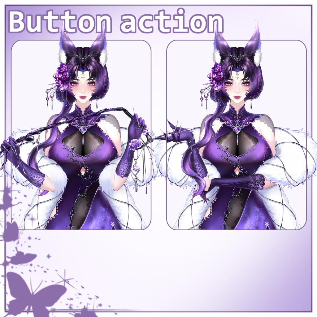 紫キツネ (purple fox)【Live2D 量販モデル】【VTS】【VTuber 向け】 トップクラスの精度/トップクラスの精度を実装 対応機能:VTS・VB リップシンク / 飛び頭 / 17 + ボタン