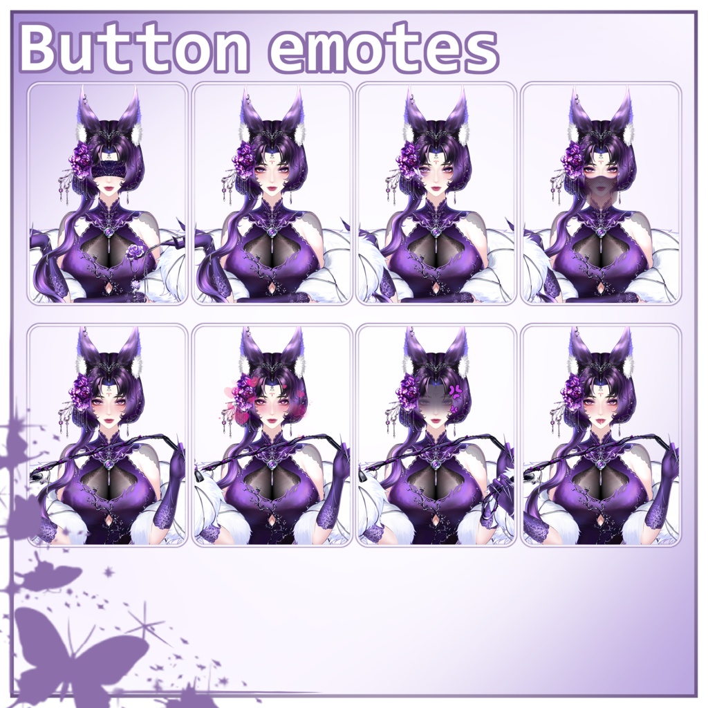 紫キツネ (purple fox)【Live2D 量販モデル】【VTS】【VTuber 向け】 トップクラスの精度/トップクラスの精度を実装 対応機能:VTS・VB リップシンク / 飛び頭 / 17 + ボタン