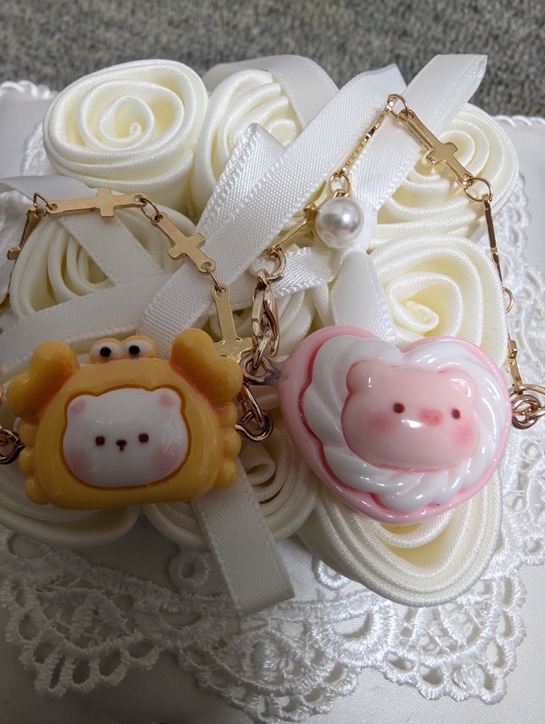 【10cm用】ぬいポシェット ねこかにぱんとぶたさんハート