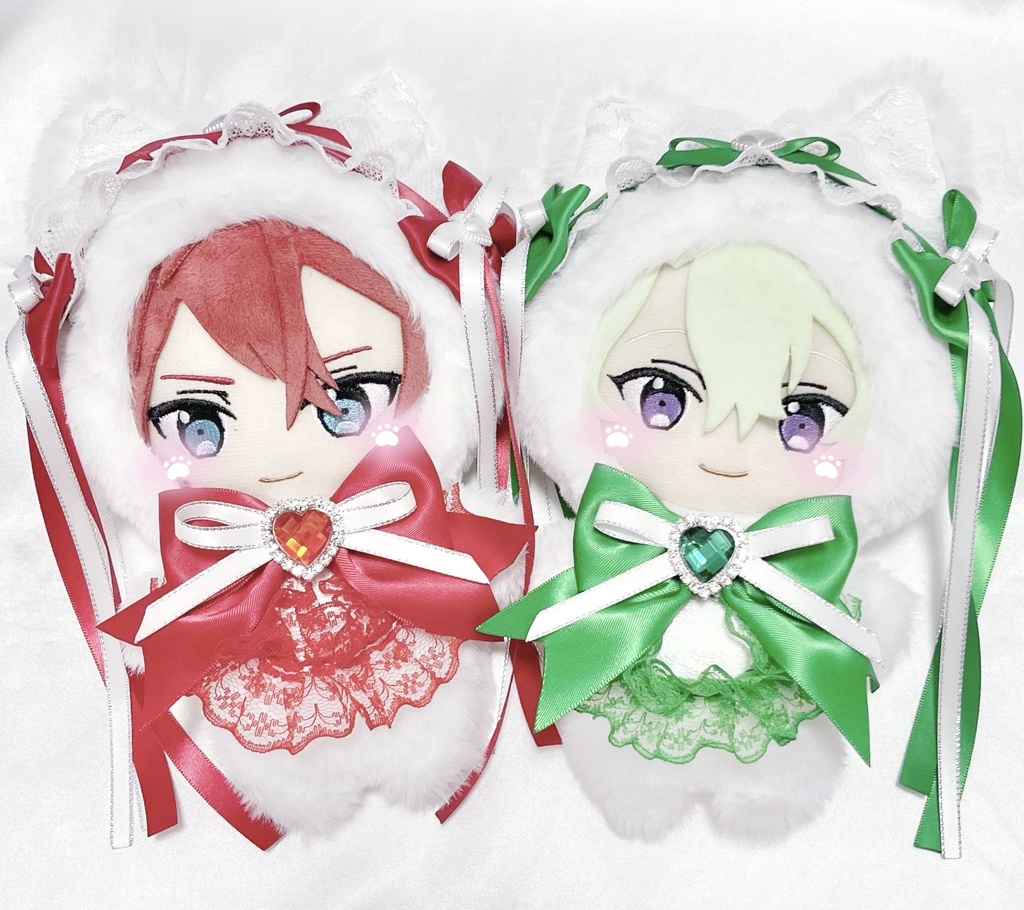 白×赤 白猫メイドさん 白リボン緑 白猫メイドさん