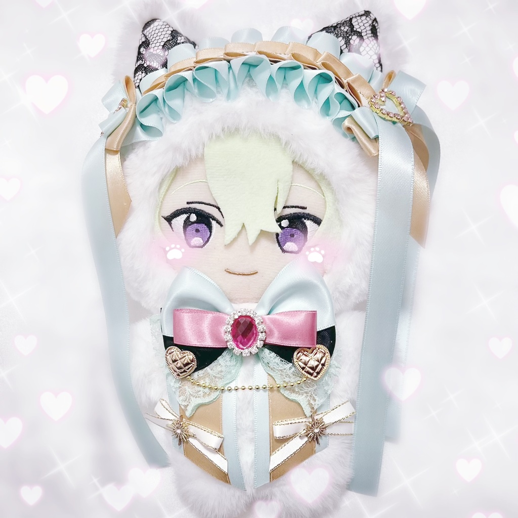 ぬい服  ミルクティー×ミント 白猫アイドル